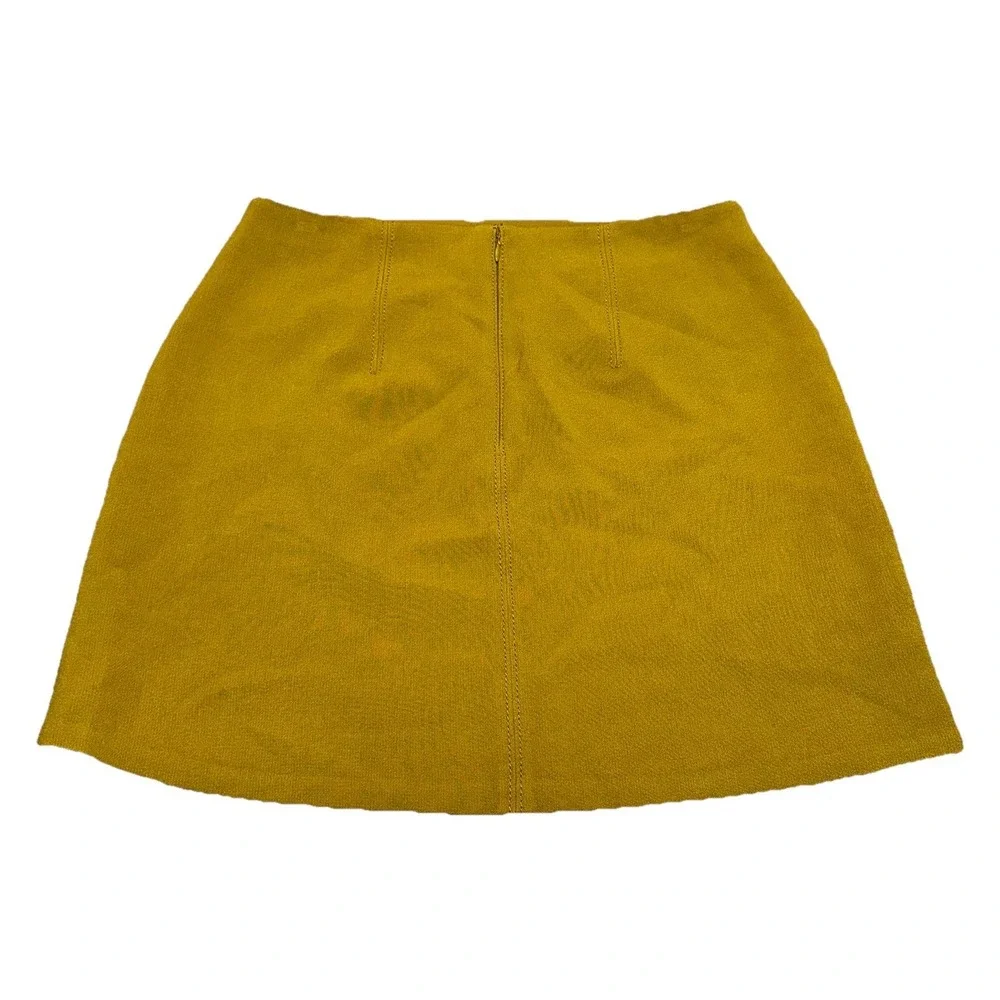 Ann Taylor‎ Mustard Yellow Faux Suede Lined Short Zip Up Mini Skirt Women's 6